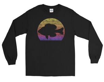 Retro Bluegill Fishing Shirt, Cotton Long Sleeve (Classic Fit)