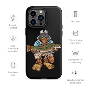 Bachforelle Handyhülle, Bigfoot Handyhülle, Bachforelle, Flussangeln, Fliegenfischen Geschenk, Herren Angeln Geschenk, Damen Angeln Geschenk