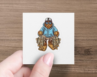 Bigfoot Fishing Sticker - Sasquatch with Crappie Fish Design