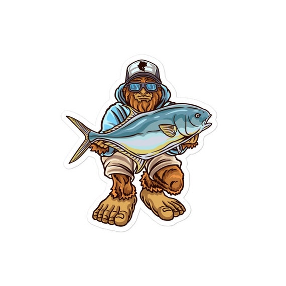 Permit Fishing Decal , Permit Fishing , Fishing Decal , Saltwater Decal ,  Bigfoot Sticker , Sasquatch Sticker , Fisherman Decals 