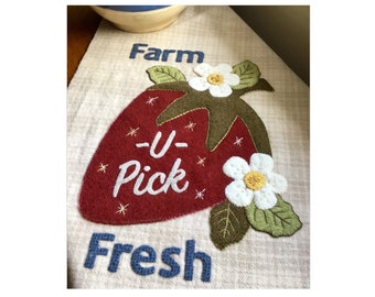 Strawberry Fields - Wool Applique Pattern, U-Pick and Farm Fresh