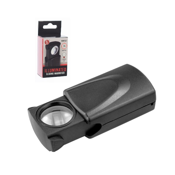 10x ILLUMINATED Slide Magnifier | Compact LED Magnifying Glass | Extends to 3"