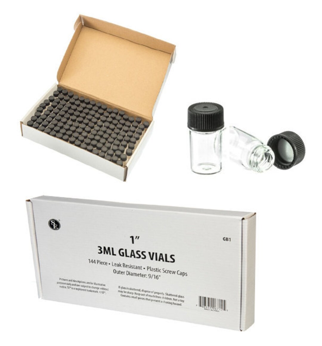 Lot De 144 Flacons En Verre Ambre 1 Dram Avec Bouchon à Liner - 15x45 Mm - Neuf