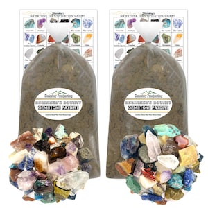 2 PACK | &quot;Beginner&#39;s Bounty&quot; Raw Gem Mining Paydirt | 8lb Bags of Rough Stone Mix Gemstone Paydirt | Gem Dig | Gift Idea