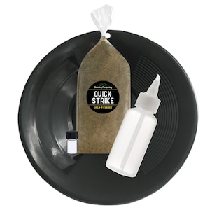 Gold Panning Kit | SMALL | 8&quot; Double-Riffle Gold Pan, Unsearched Paydirt, Snuffer & Vial | Gold Pan Gift