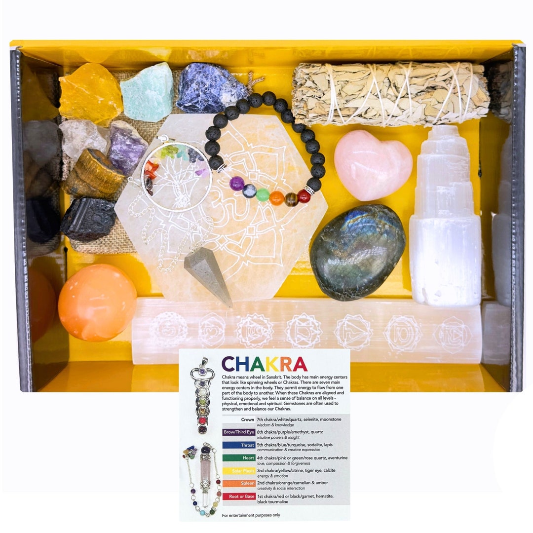 Chakra Set Deluxe Box 18 Piece Chakra Crystal Stone Box Etsy