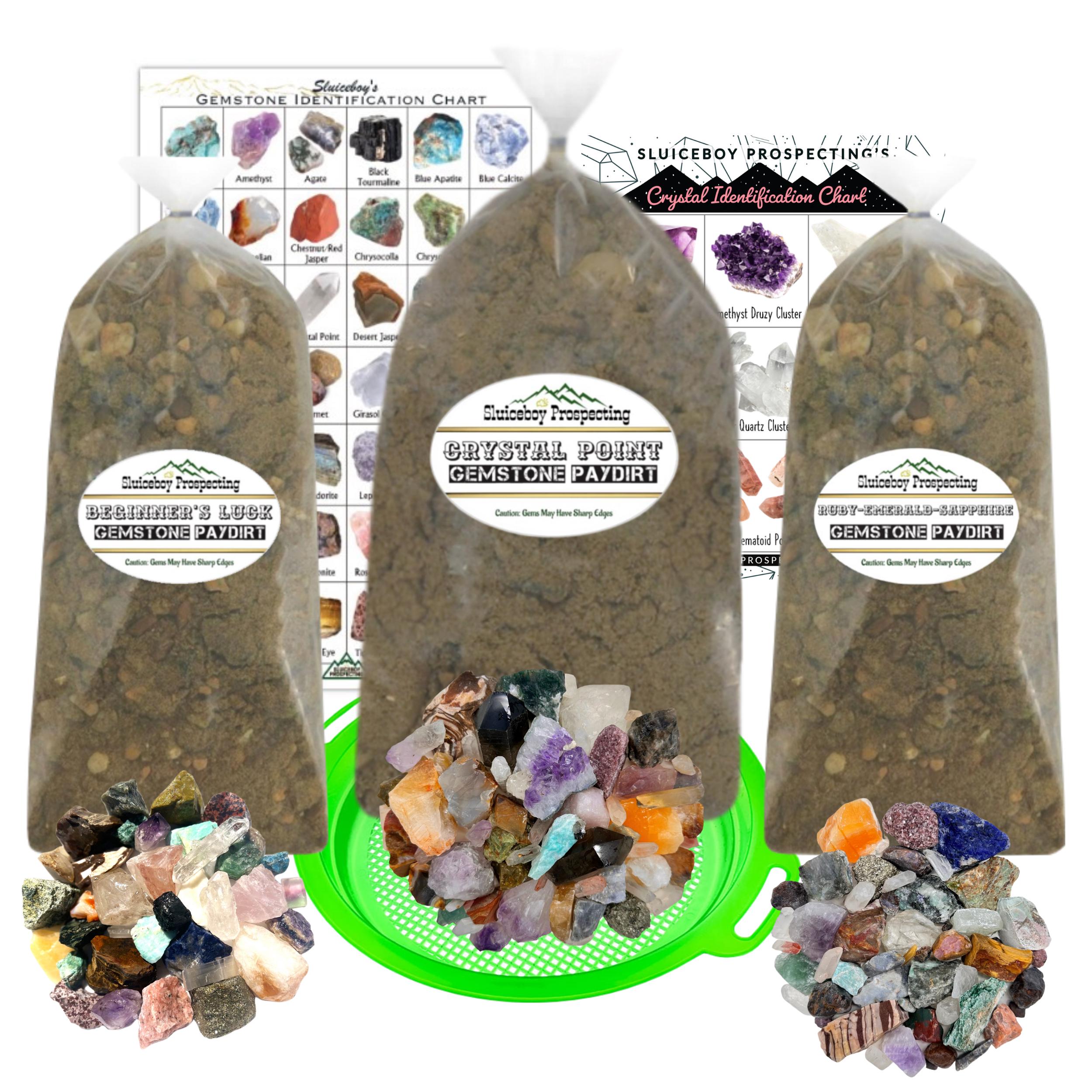 Gem Dig | 18 POUNDS Rough Gemstone Mix + Classifier, Sieve & Gem
