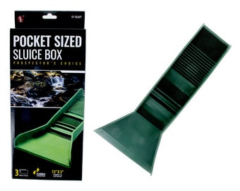 Pocket Sized Hard Rubber Green Sluice Box - 12"X3"x5.5" Pocket Sluice Small Stream Sluice For Gold Mining