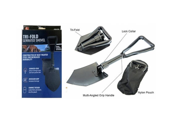 24" Premium Quality Black Tri Folding Shovel With Carrying Pouch FOLDABLE SHOVEL