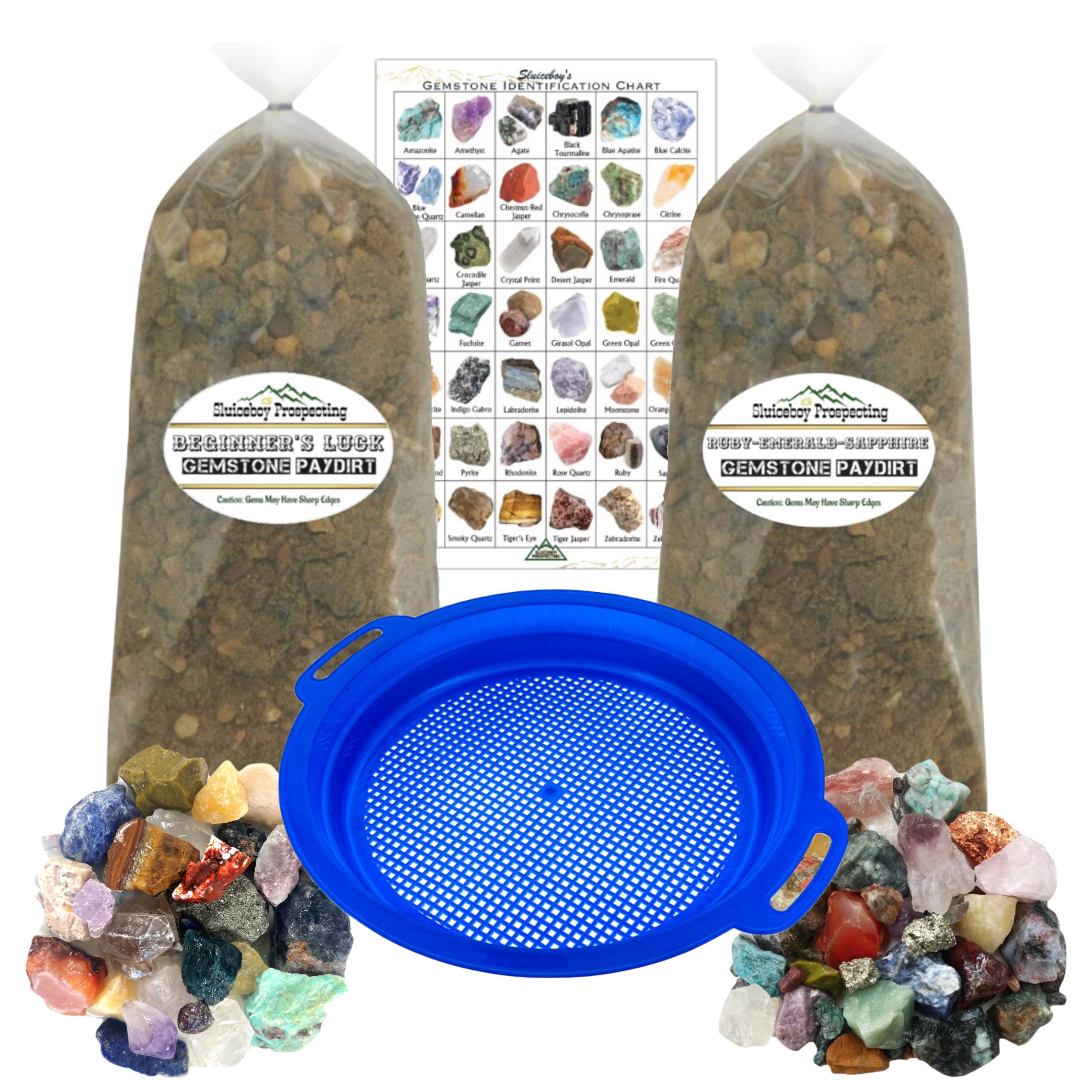 Gem Dig | 10 POUNDS Rough Gemstone Mix + Classifier, Sieve & Gem
