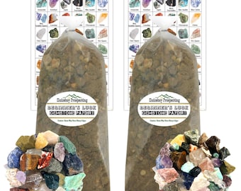 Paquete de 2 / Tierra de extracción de gemas en bruto "Suerte para principiantes" / Bolsas de 2,2 kg de tierra de extracción de gemas en bruto / Excavación de gemas / Idea de regalo