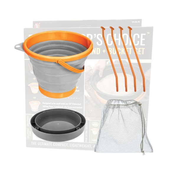 Collapsible Bucket + Collapsible Stand | 2.64 Gallon | 30lb Capacity | Compact | Storage Bag | Hang Tag | Bucket with Pour Spout