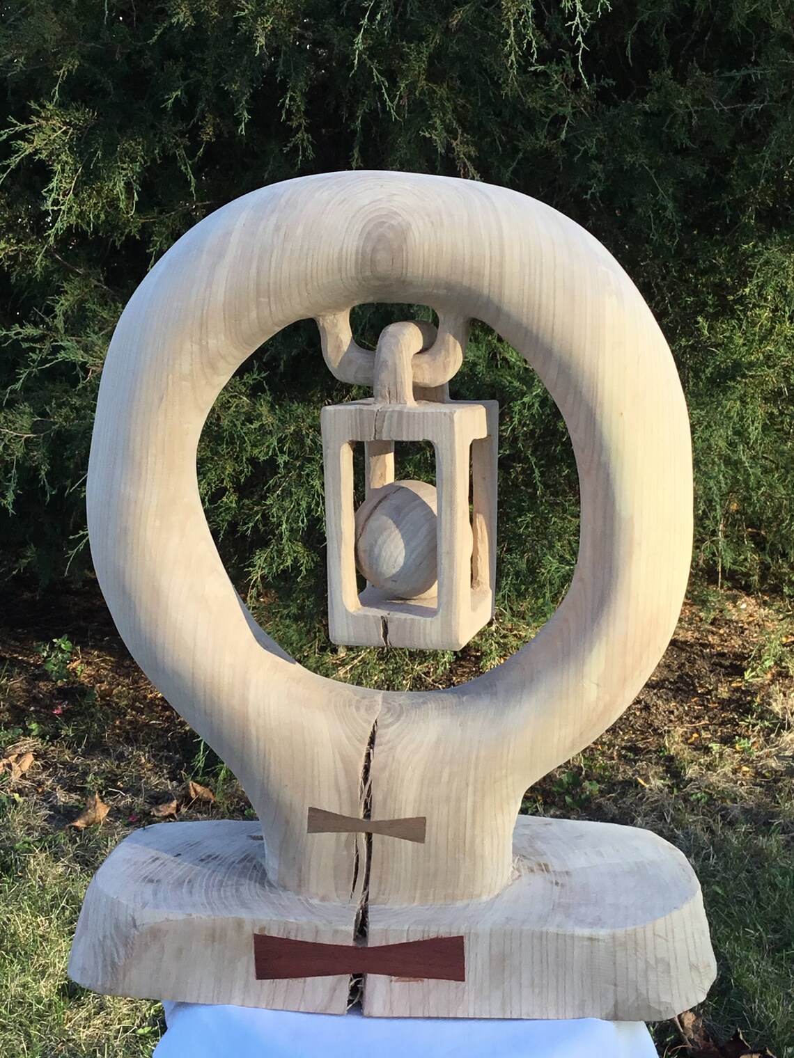 Ball in cage wood sculpture Etsy