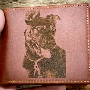 Billetera con foto, billetera de cuero genuino, billetera para hombres, regalo del Día del Padre, billetera de cuero personalizada, billetera de fotos, billetera de mensajes