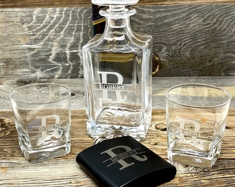 Anniversary gift for boyfriend, Decanter set boyfriend birthday gift, Decanter set with Flask gift for man, Husband Gift , Father's Day Gift