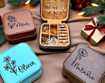 Personalized Travel Jewelry Case: Custom Organizer for Women, Bridesmaid or Valentine's Day Gift