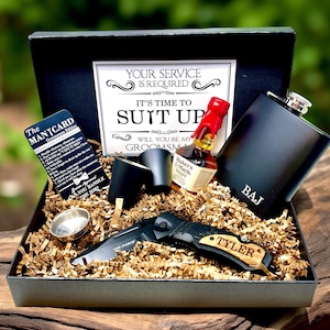 Groomsmen Proposal Gift Box, Groomsmen Gift, Groomsmen Gift Box, Groomsman Gift, Groomsman Gift Box Set, Pocket Knife, Groomsman Flask Gift