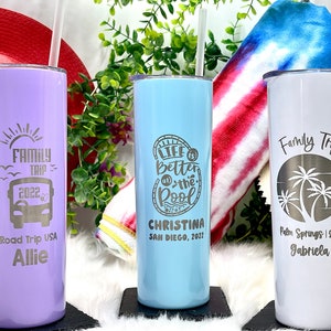 Personalized Family Vacation Stainless Steel Double Wall 20 Ounce Tumbler for Beach