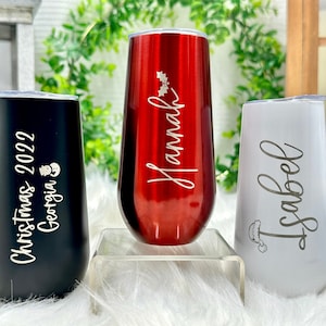 Christmas Gifts for Coworkers - Engraved Champagne Flutes, Office Party Gifts for Women, Gifts for Mom, Champagne Tumbler Gift for Her