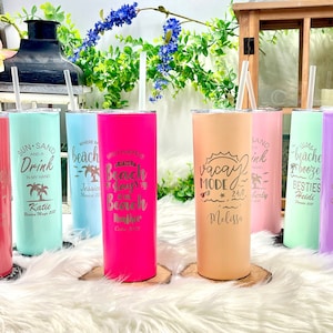 Skinny Tumbler 20oz - Custom Skinny Tumbler for Bridesmaids, Personalized Skinny Tumbler with Straw, Insulated Tumbler for Wedding Party