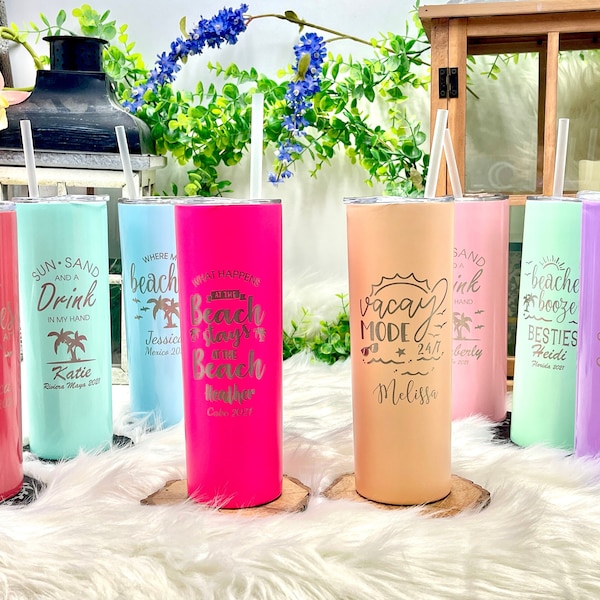 Skinny Tumbler 20oz - Custom Skinny Tumbler for Bridesmaids, Personalized Skinny Tumbler with Straw, Insulated Tumbler for Wedding Party