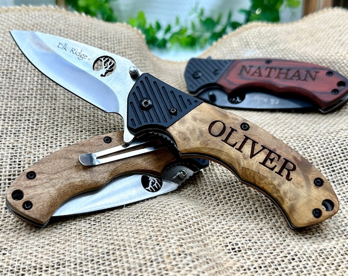 Personalized ENGRAVED POCKET KNIVES for Wedding Party Custom Groomsmen Gifts