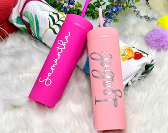 Personalized Girls Trip Acrylic Tumbler with Straw, Bachelorette Vacation Cup