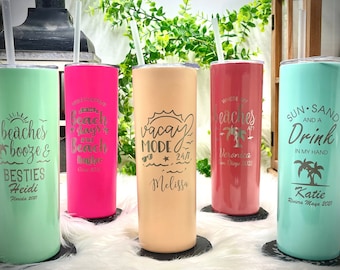 Personalized Beach Tumbler for Girls Trip Vacation Tumbler Girls Weekend Gift