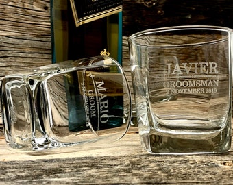 Verre whiskey, verres de whiskey de Groomsman, verres de roches, verres écossais, verres de whisky gravés, verres de whiskey de meilleur homme