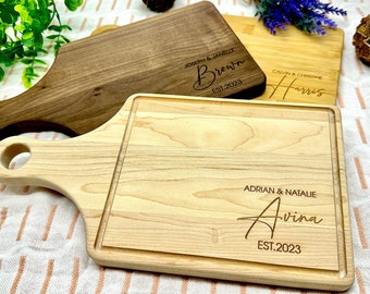 Personalized Serving Board Charcuterie Board Couples Wedding Gift Engraved Engagement Cheese Board Gift for Christmas Housewarming Present