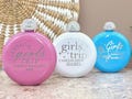 Personalized Girls Trip Flask – Round Sparkly Flask – Custom Name, Location & Year – Girls Weekend Flask – Girls Trip Favor – Gifts for her