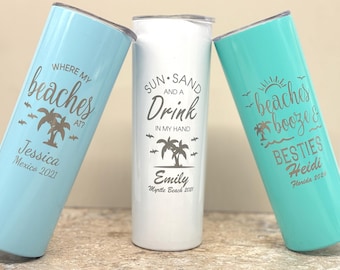 Personalized TUMBLER 20 oz Skinny Tumbler with Lid and Straw Insulated Mug Gift for Her