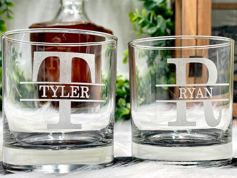 Personalized Whiskey Glasses for Groomsmen Proposal Gift Ideas Custom Glasses and Wedding Party Favor Gifts image 2