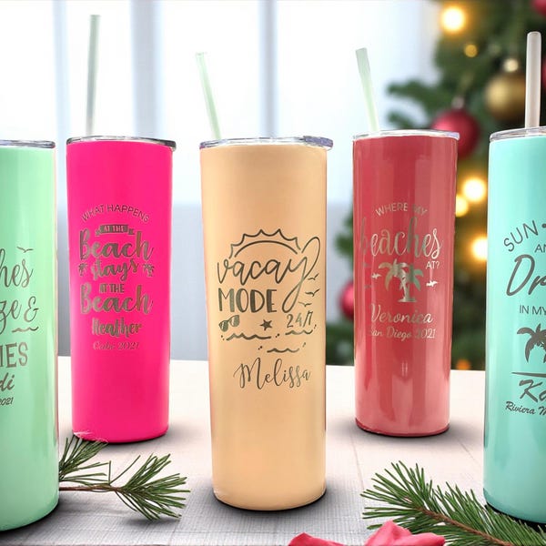 Personalized Skinny Tumbler with Custom Name – Bridesmaid Gift, Bachelorette Party Cup for Girls Trip