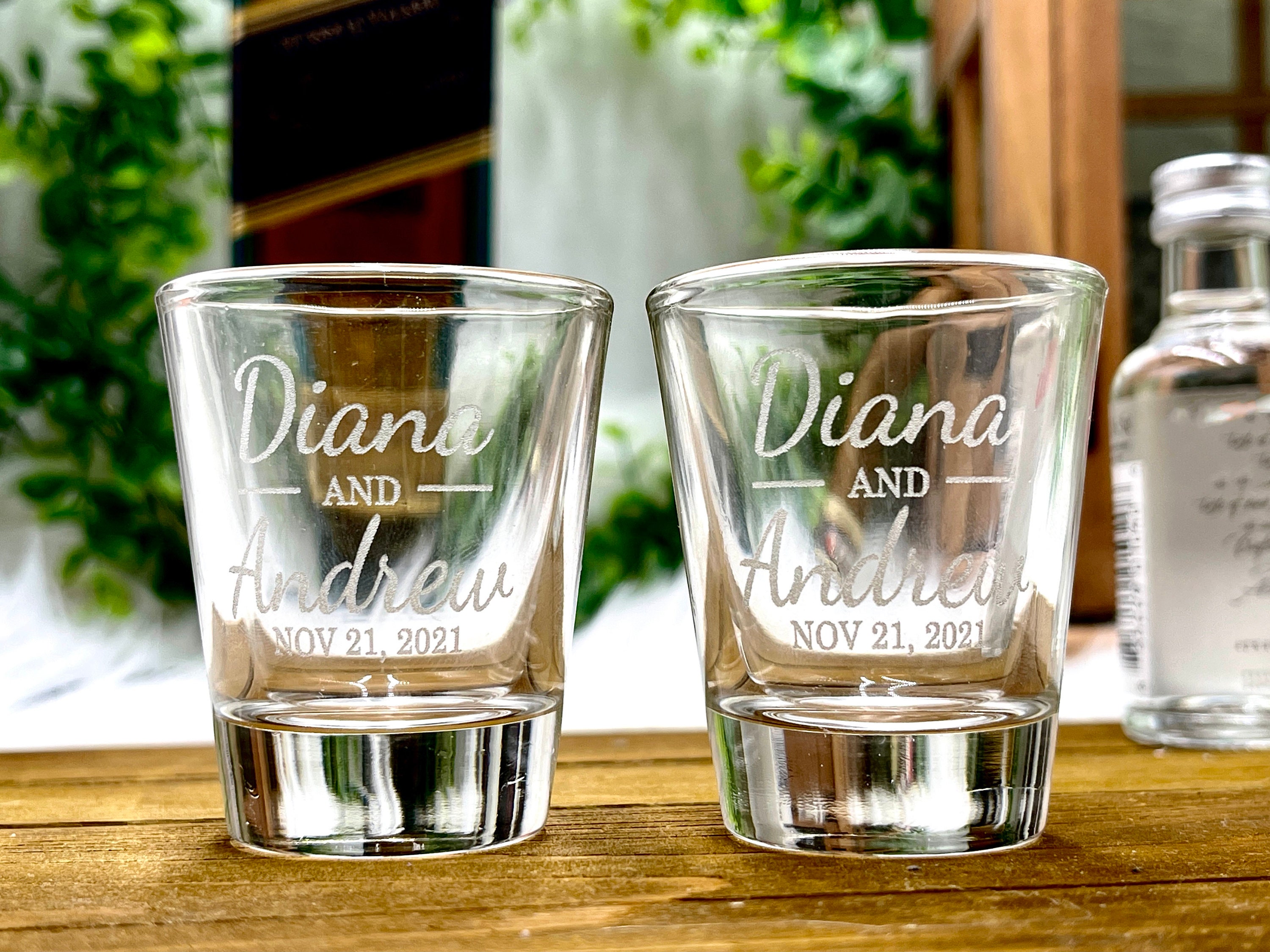 Personalized Wedding Favor Shot Glasses Engraved With Bride Etsy