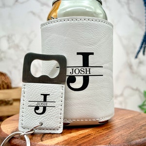Personalized Can Cooler with Bottle Opener for Groomsmen Gifts Proposal Ideas White/Square