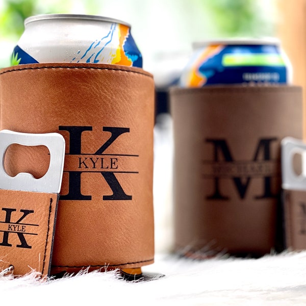 Personalized Can Cooler with Bottle Opener for Groomsmen Gifts Proposal Ideas