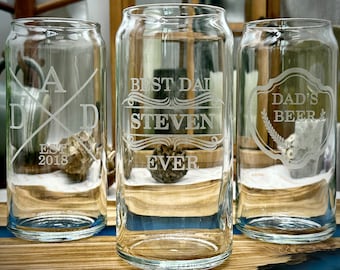 Custom Birthday Gift for Dad Can Glass Gifts, Personalized Beer Glass Gift for Dad, Custom Beer Glasses for Men, Engraved Glasses for Men