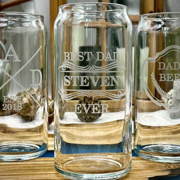 Custom Fathers Day Beer Can Glass Gifts for Men, Personalized Beer Glass Gift for Dad, Custom Beer Glasses for Men, Engraved Glasses for Men