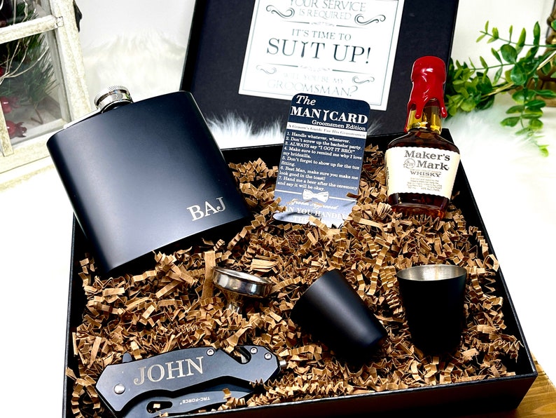 Groomsmen Proposal Gift Box, Groomsmen Gift, Groomsmen Gift Box, Groomsman Gift, Groomsman Gift Box Set, Pocket Knife, Groomsman Flask Gift image 7