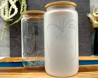 Personalized Teacher Iced Coffee Glass, Back to School Gift for Teacher, Iced Coffee Cup, Can Glass, Appreciation Gift for Teachers