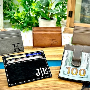 Billetera con clip personalizada, regalo grabado para hombre, tarjetero, regalo de padrino de boda, regalo de agradecimiento.