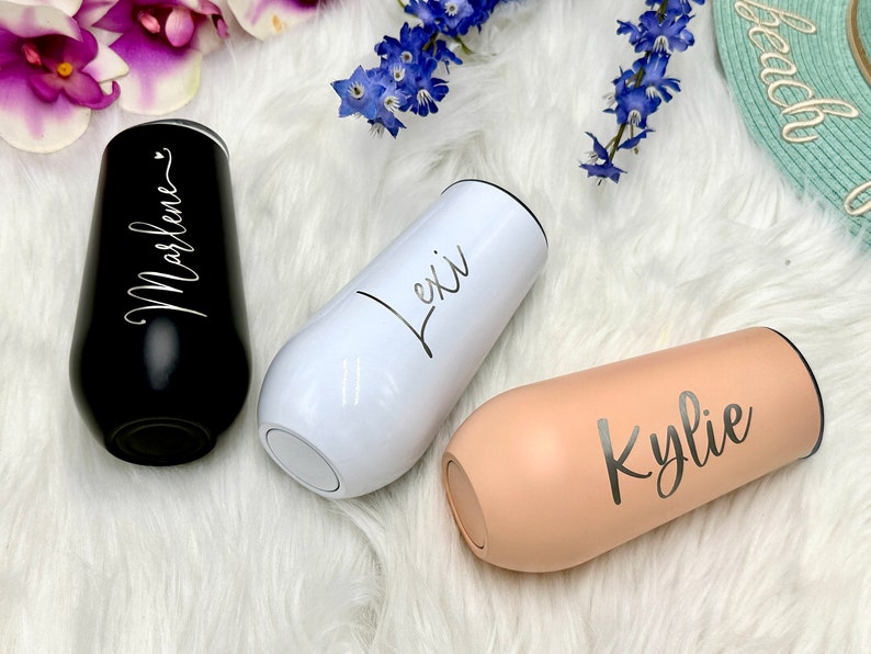 Personalized Bridesmaid Gift - CHAMPAGNE FLUTES 6 Ounce Tumbler for Bachelorette Party Gifts for Her for Women Wedding Gift for Bridal Party image 10