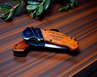 Personalized Pocket Knife for Boyfriend, Engraved Anniversary Gift for Men, Custom Name Knife