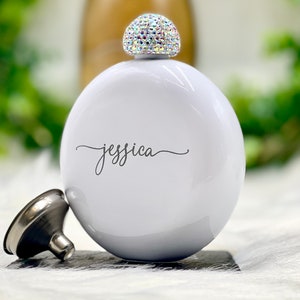 Personalized Round Flasks with Rhinestone Lid for Bridesmaid Gifts image 5