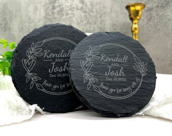 Wedding Favors, Engraved Shot glasses, Engraved Slate Coaster, Wedding Party Favors, Bridesmaid Gifts, Groomsman Gifts, Wedding Gift