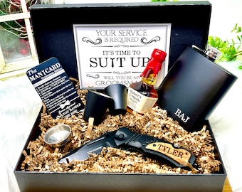 Groomsmen Proposal Gift Box, Groomsmen Gift, Groomsmen Gift Box, Groomsman Gift, Groomsman Gift Box Set, Pocket Knife, Groomsman Flask Gift