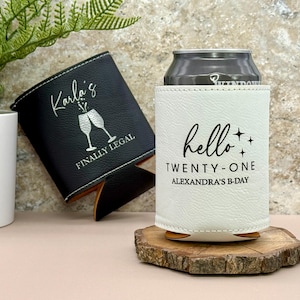 21st Birthday Can Coolers – Personalized Party Favors for Him or Her – Fun Party Favor for Guests – Cheers to 21 – Birthday Party Keepsakes