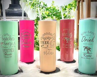 Personalized Beach Tumbler for Girls Trip Vacation Tumbler Girls Weekend Gift