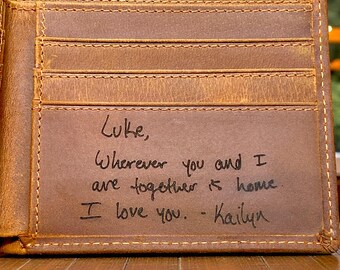 Personalized Leather Wallet for Husband, Engraved Anniversary Gift, Custom Men’s Wallet